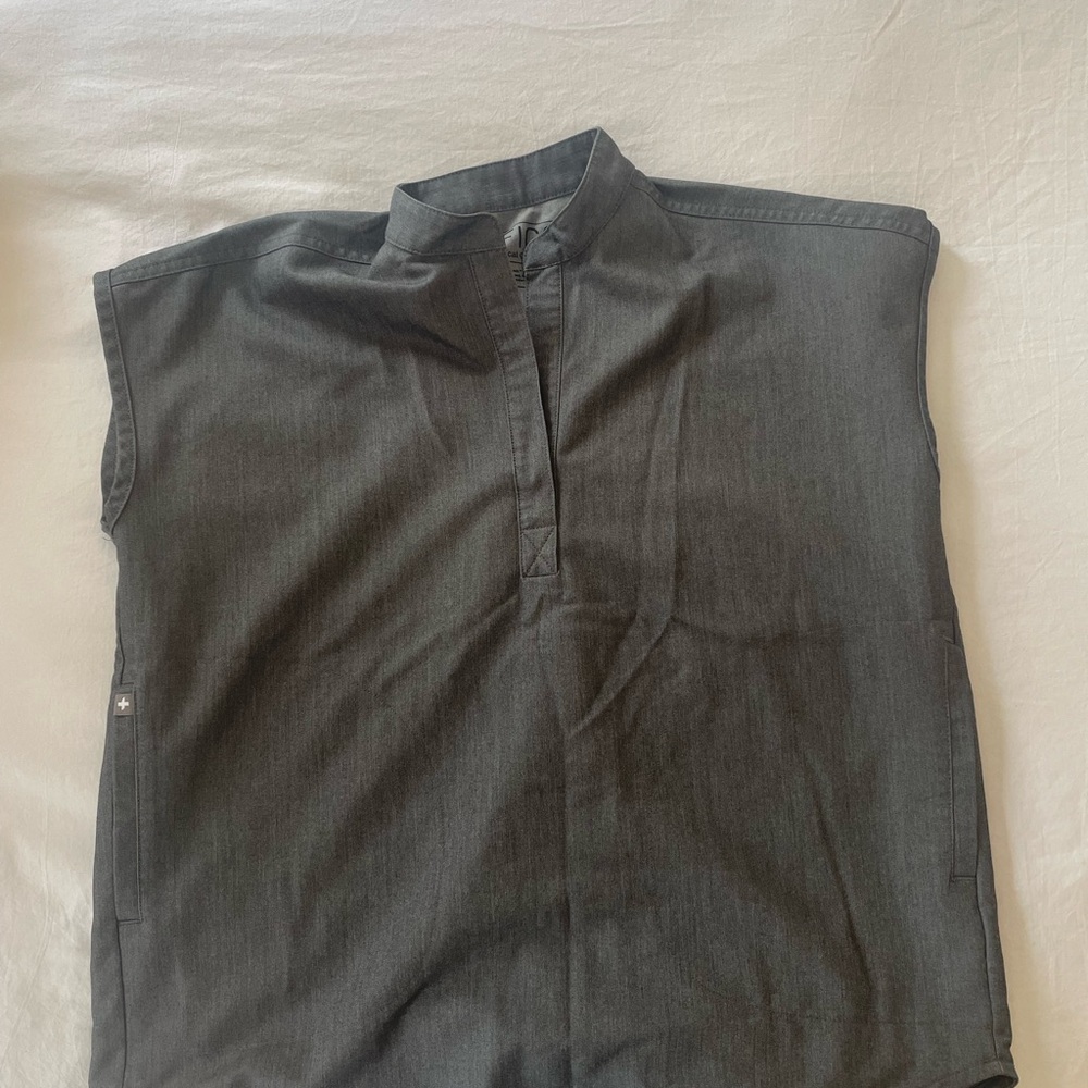 Dark heathered grey Figs Rafaela scrub top